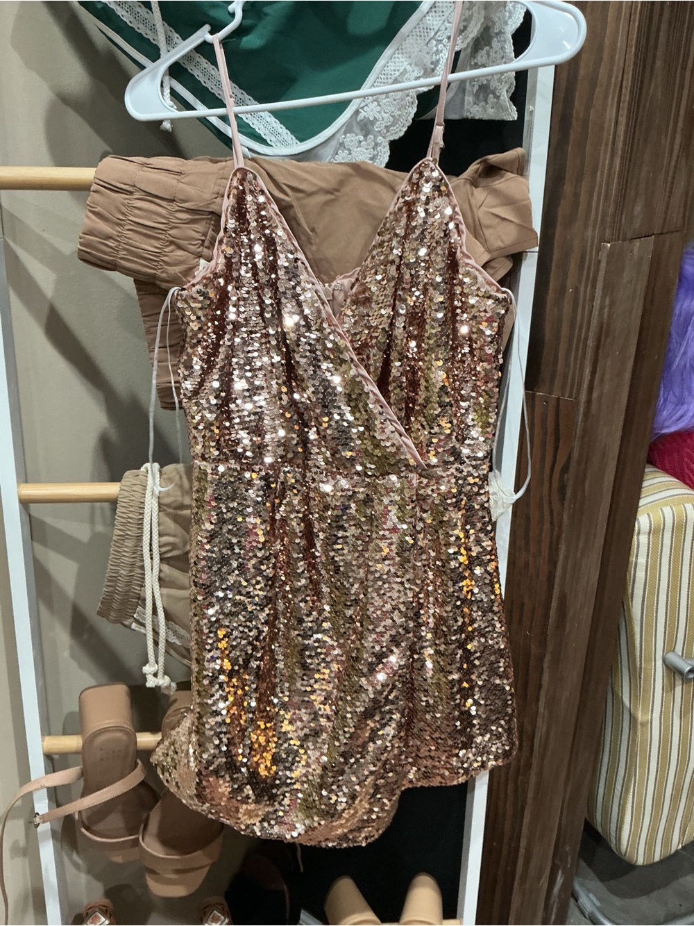 Lulu's Rose Gold Sequin Cami Dress